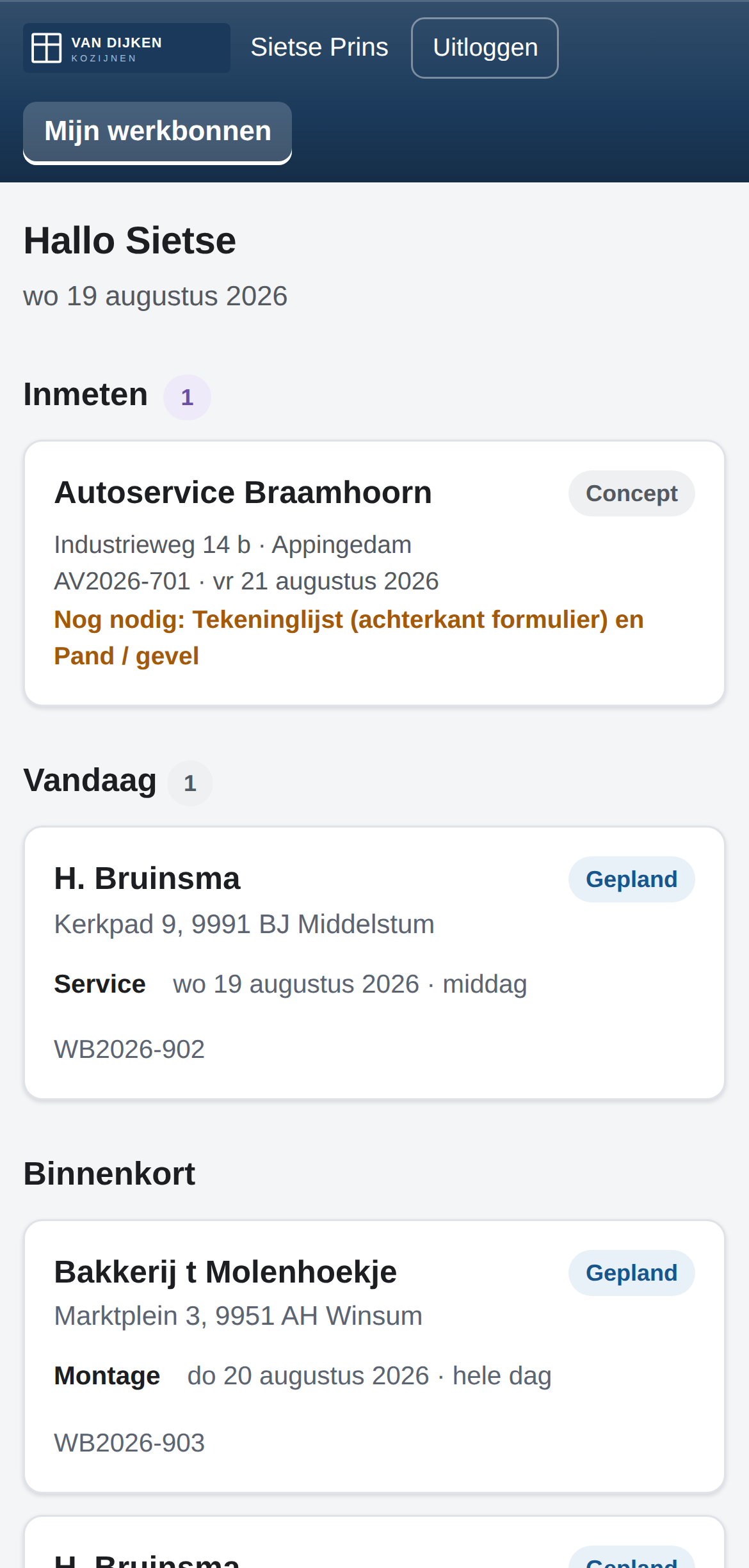 De monteur: zijn dag op zijn telefoon